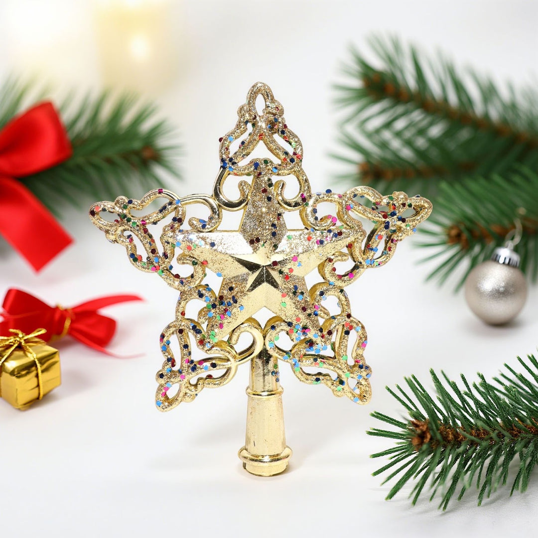 Weihnachtsbaum-Spitze Stern, durchbrochenes Design