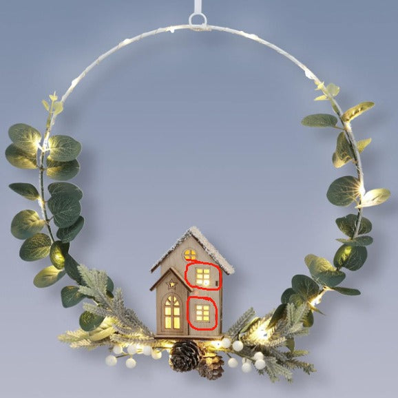 Weihnachtlicher Holzkranz mit LED-Beleuchtung