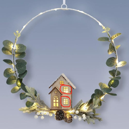 Weihnachtlicher Holzkranz mit LED-Beleuchtung