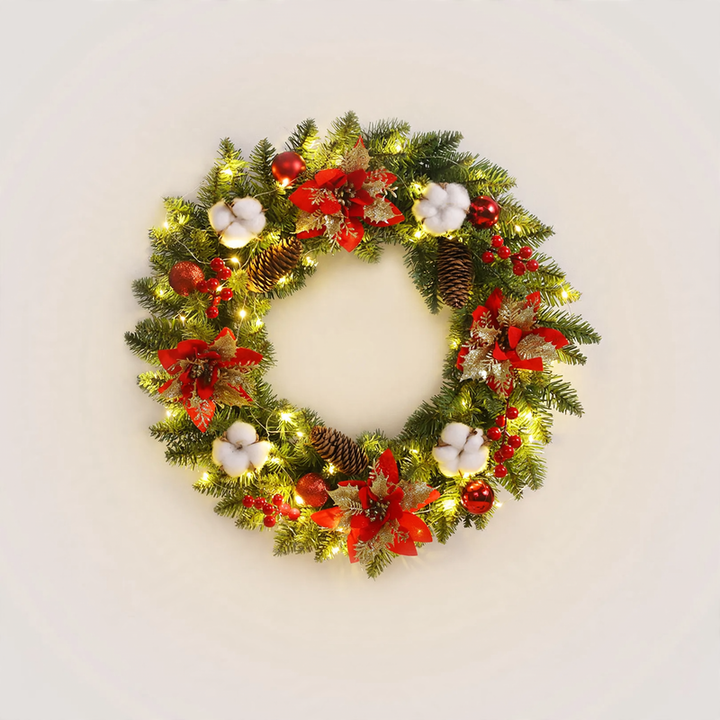 Weihnachtskranz mit Kugeln und Blumen, verschiedene Größen