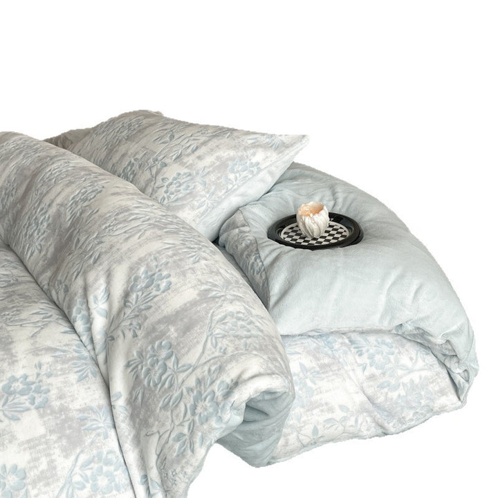 Milchfaser-Fleece Bettwäsche-Set, winterwarm, floral