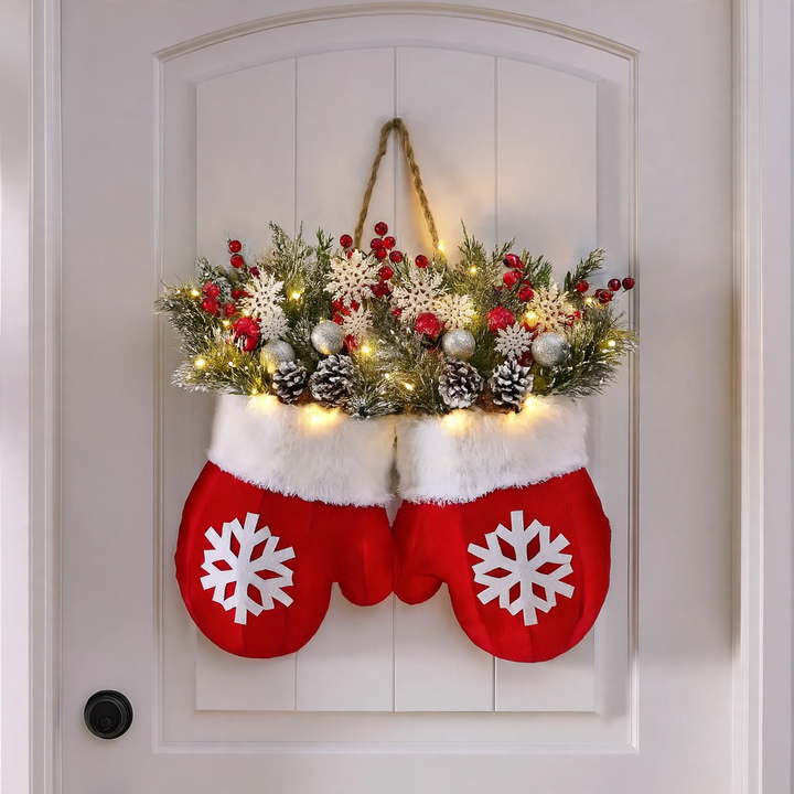 Beleuchteter Weihnachtskranz in Handschuhform