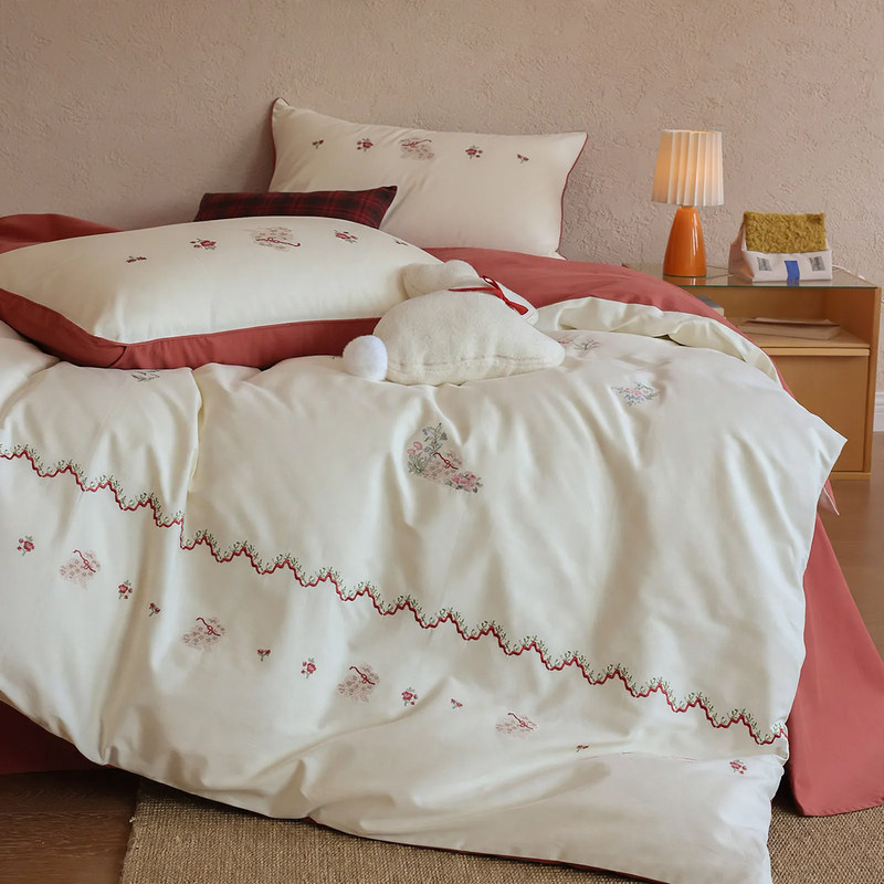 Baumwoll-Bettwäsche-Set, 4-teilig, Herbst/Winter, 100S