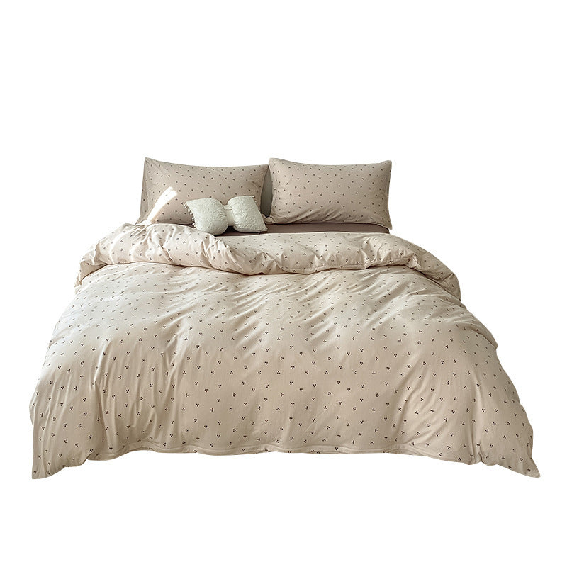 Baumwoll-Jersey-Bettwäscheset, 4-teilig, mit Pflanzenmotiv