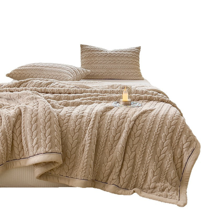Milchfaser-Fleece Wohndecke mit Ähren-Muster, verschiedene Größen