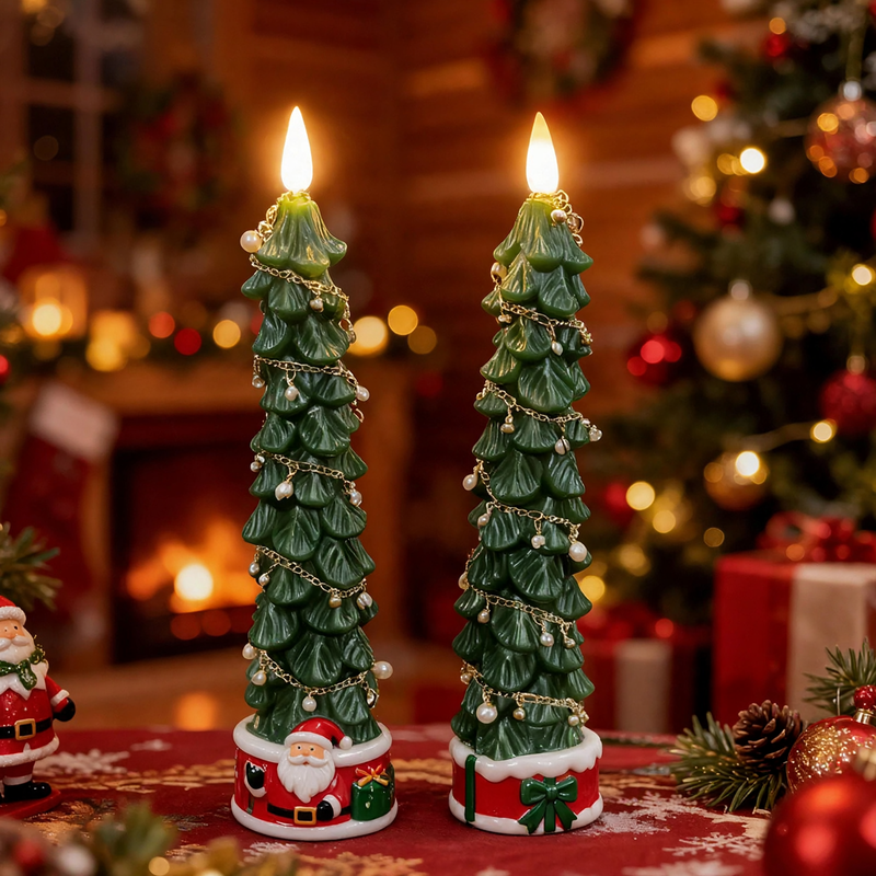 Dekorative LED-Weihnachtsbaum-Kerze mit Fernbedienung