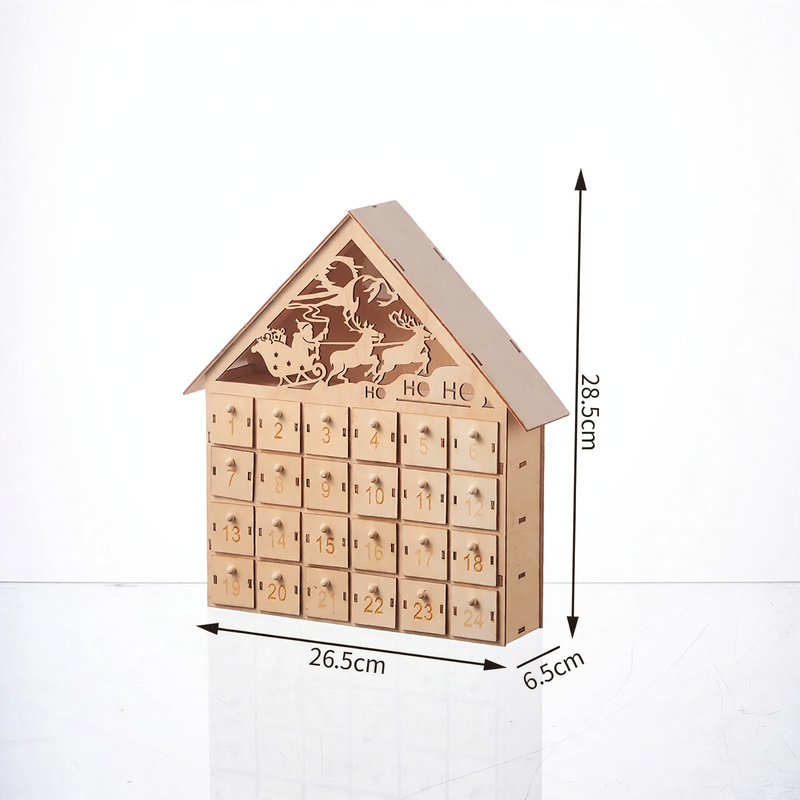 Beleuchteter Holz-Adventskalender mit LED