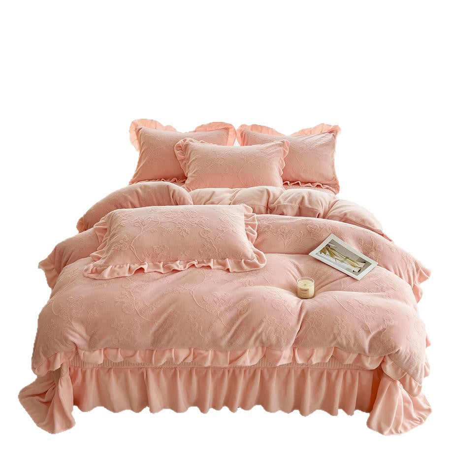 Milchfaser-Bettwäsche-Set, 4-teilig, Winter, Bettüberwurf