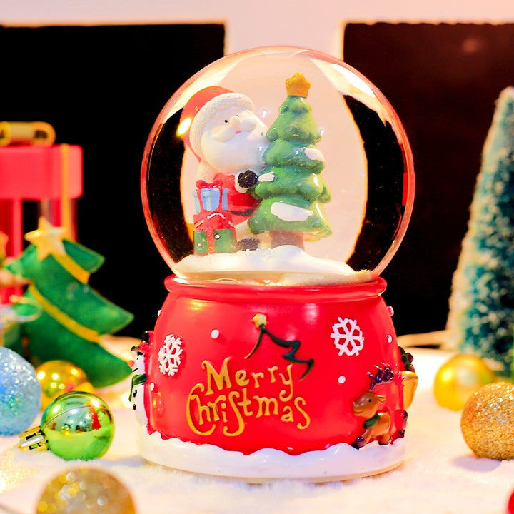 Weihnachts-Spieluhr mit Glaskugel und Schneeeffekt