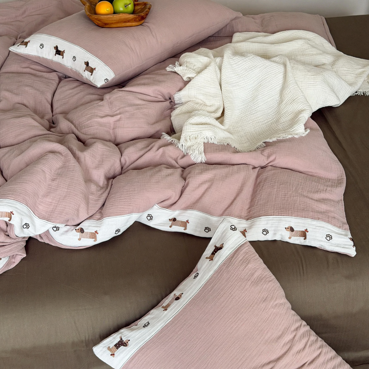 Weiches Baumwoll-Bettwäsche-Set mit Spannbettlaken