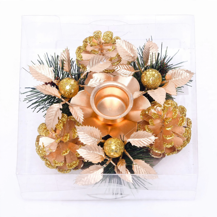 Weihnachtlicher Kerzenkranz mit Tannenzapfen 12 cm