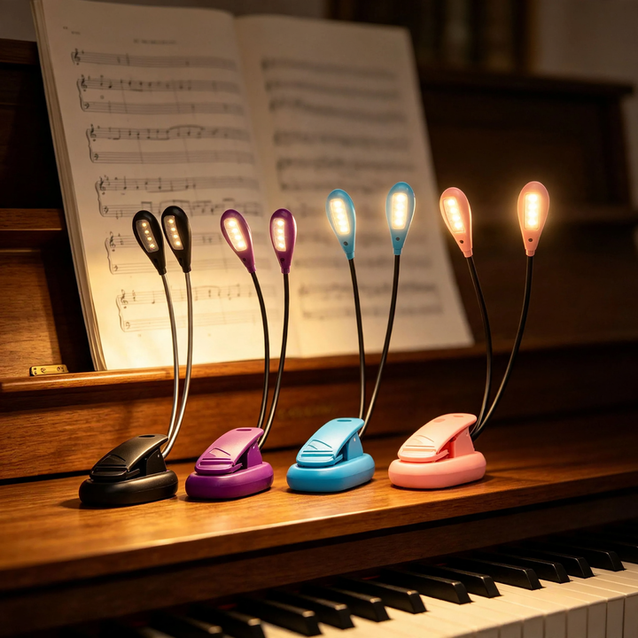 LED-Klavierleuchte mit Doppelarm und Clip