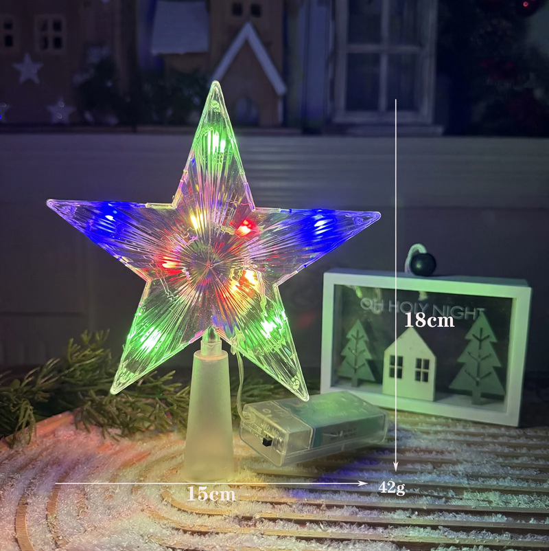 Beleuchteter Weihnachtsbaum-Spitzenstern aus Kunststoff