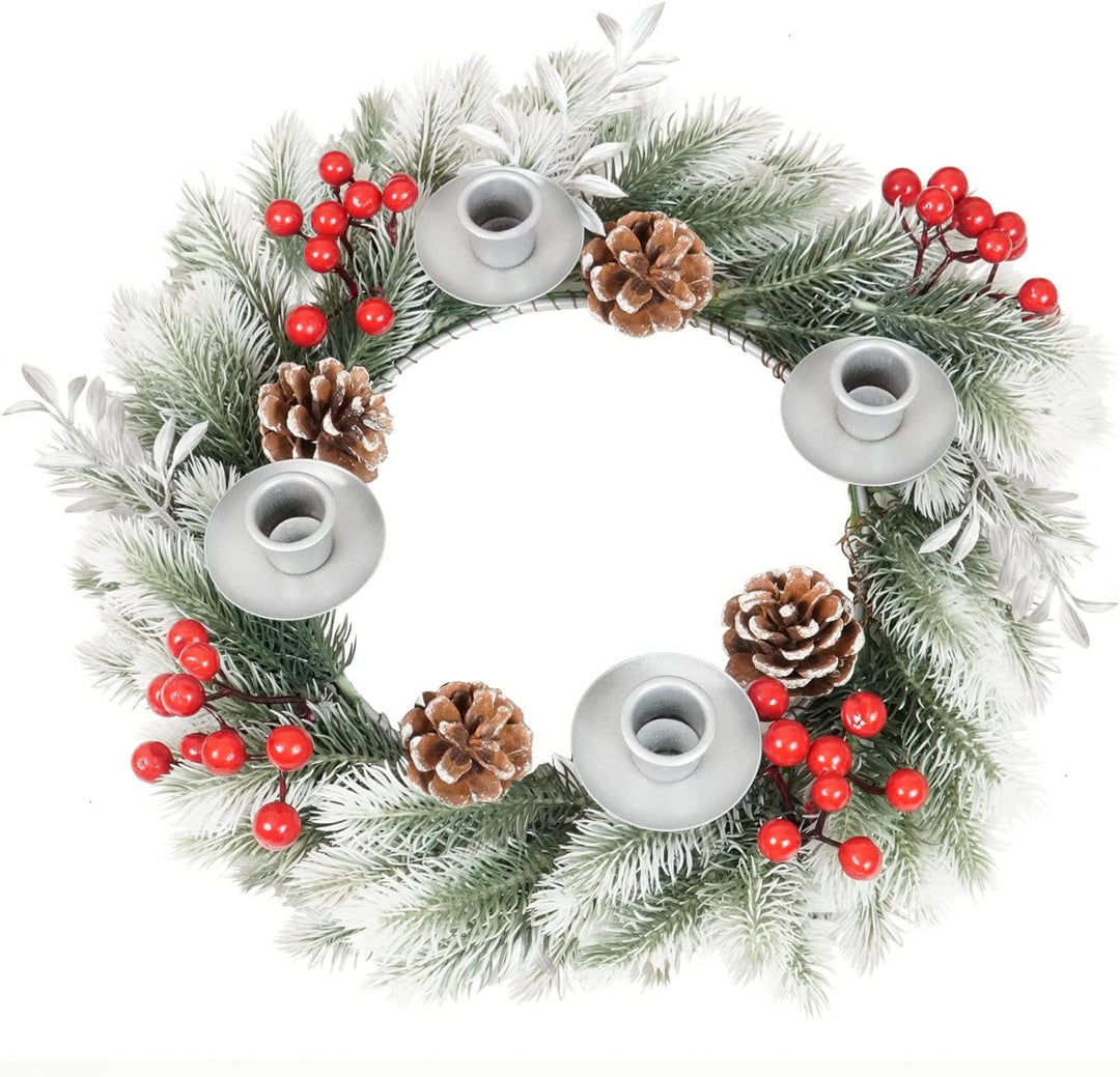 Weihnachtskranz mit Kerzenhalter und Schleife
