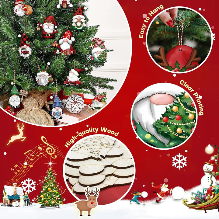 Weihnachts-Wichtel Anhänger aus Holz, 36 Stück