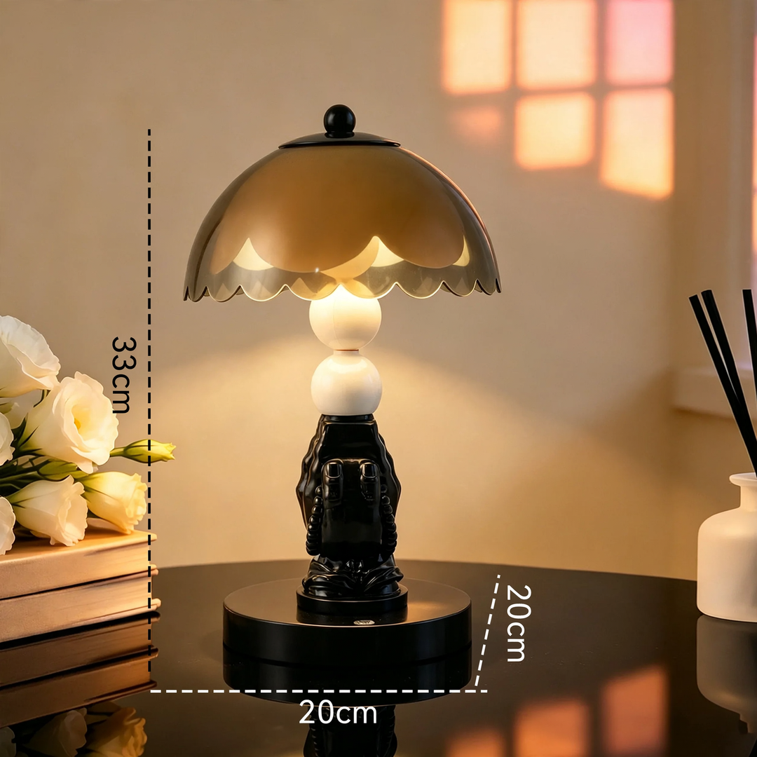 Nachttischlampe mit Händen-Motiv, modern