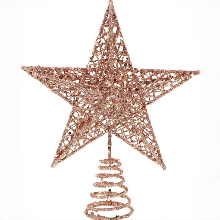 Beleuchteter Weihnachtsbaum-Spitzenstern aus Eisen mit Glitzer