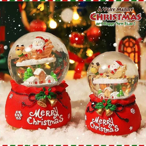 Weihnachtliche Schneekugel mit Musik und Licht