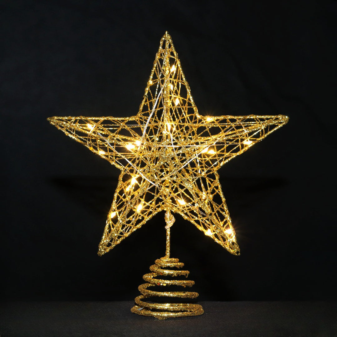 Weihnachtsbaum-Spitze Stern aus Eisen mit LED-Beleuchtung