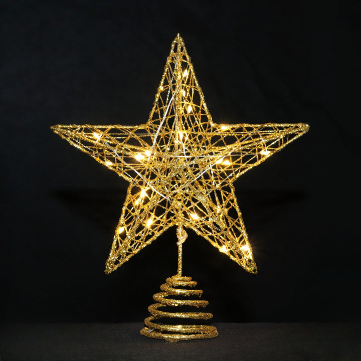 Weihnachtsbaum-Spitze Stern aus Eisen mit LED-Beleuchtung