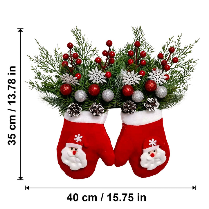 Weihnachtlicher Handschuh-Kranz mit Beleuchtungsoption