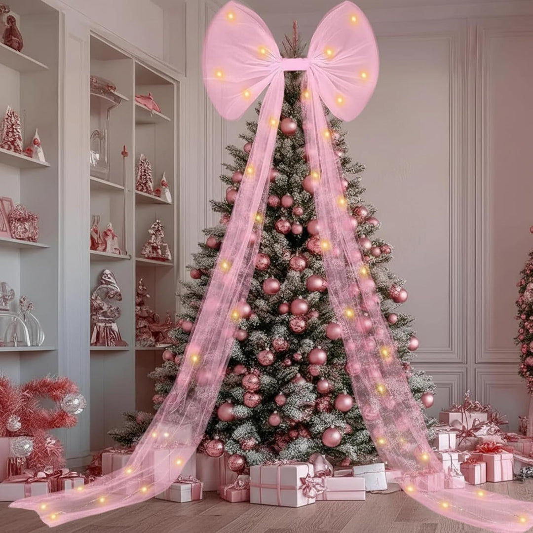 Dekorative Weihnachtsbaum-Schleife mit langen Bändern