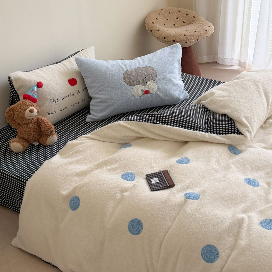 Milchfleece-Bettwäsche-Set, Cartoon-Design, Winter