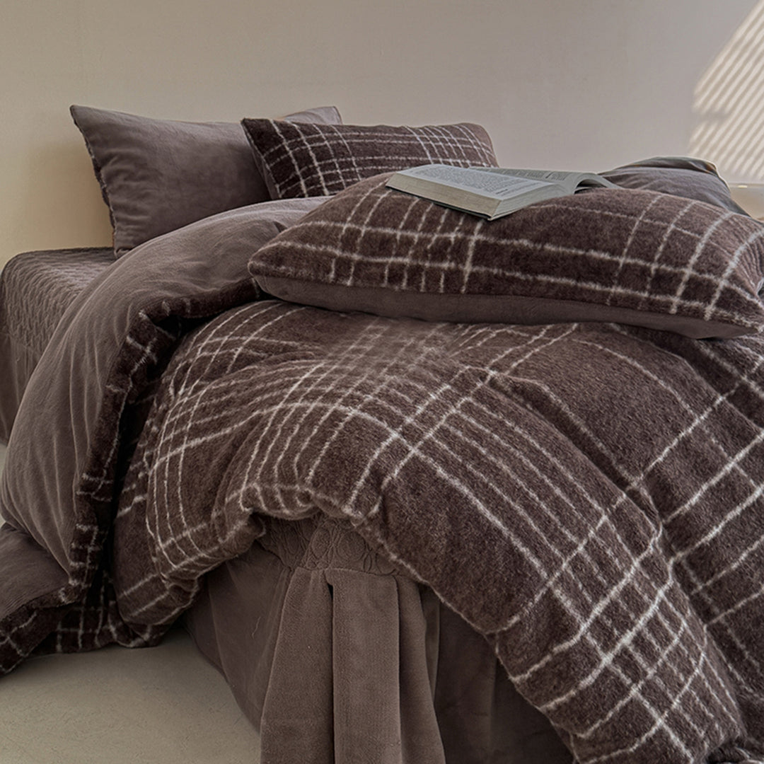 Winter-Bettwäsche-Set, Milchfaser-Fleece, geometrisches Muster