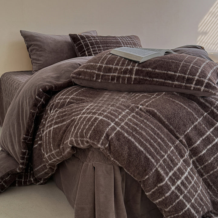Winter-Bettwäsche-Set, Milchfaser-Fleece, geometrisches Muster