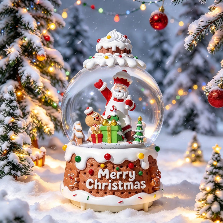 Weihnachtliche Schneekugel mit Musik, Licht und Schneefall