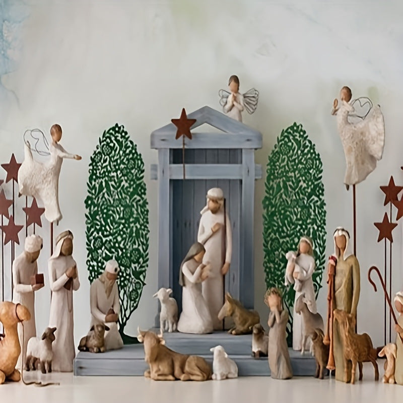7-teiliges Krippenfiguren-Set aus Kunstharz