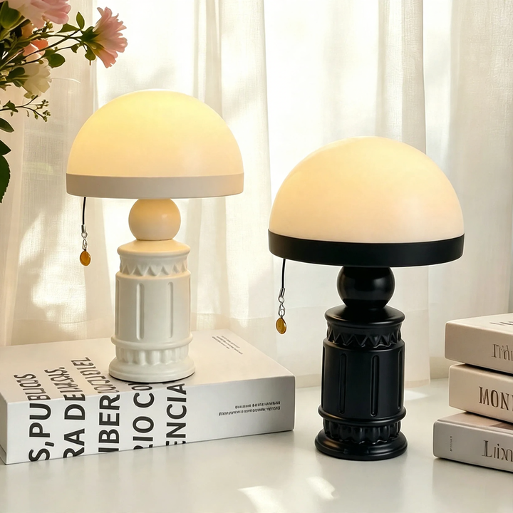 Vintage Säulenlampe mit Reliefmuster