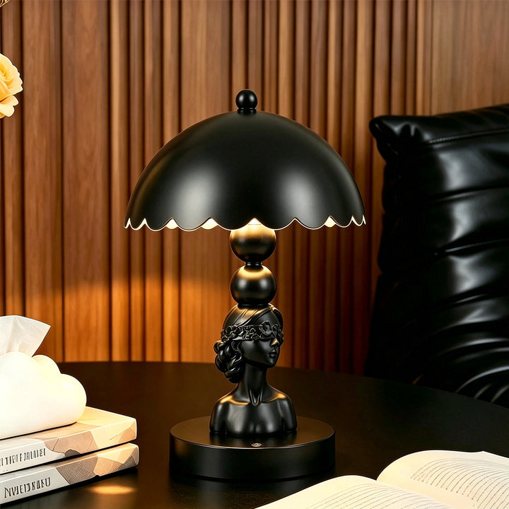 Augenbinde-Mädchen Tischlampe, ABS, schwarz