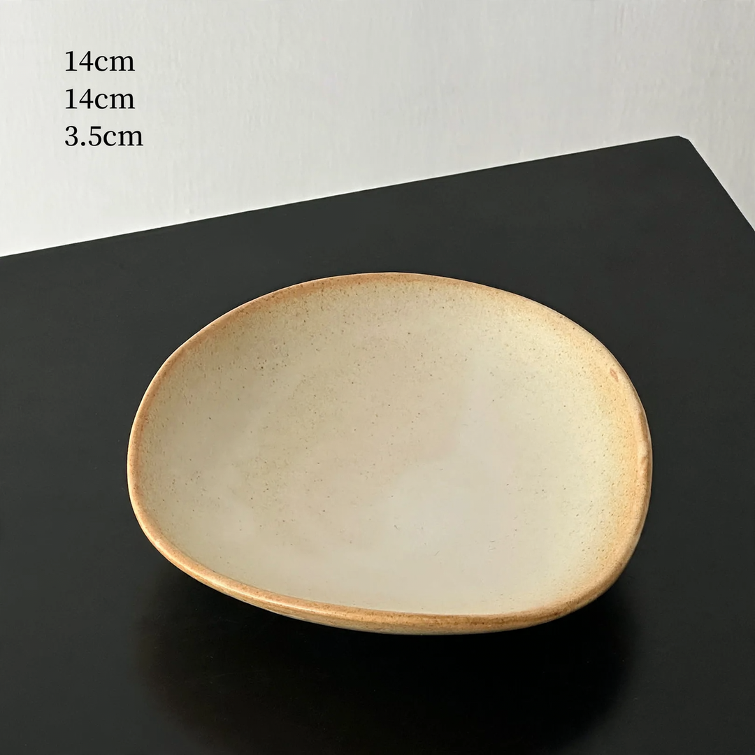 Runder Kunststofftablett, Creme und Schwarz