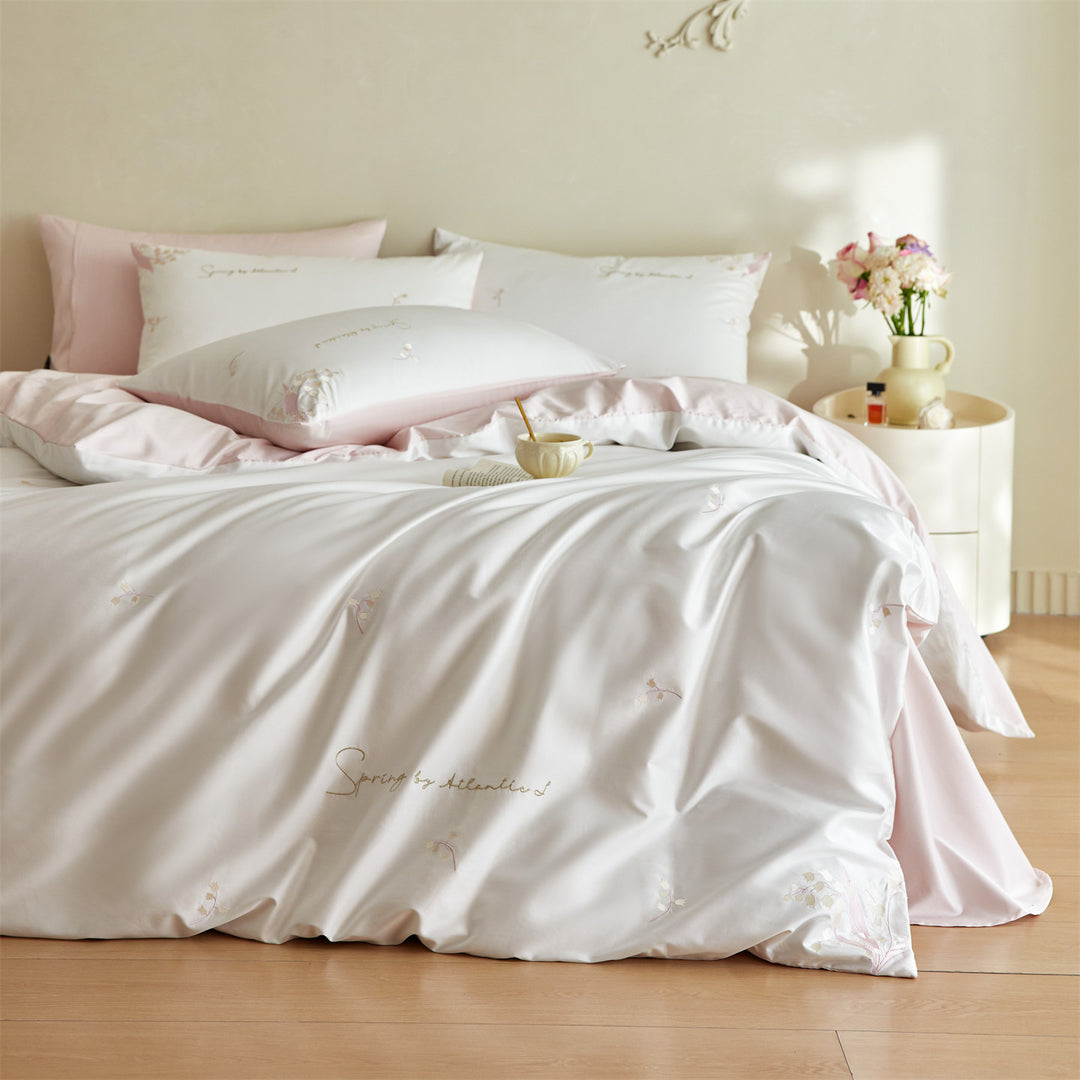 Satin-Bettwäsche-Set aus Langstapel-Baumwolle, bestickt
