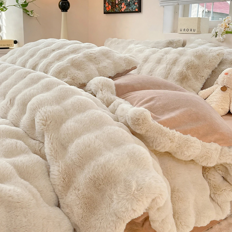 Milchfaser-Fleece Bettwäsche-Set, modern und warm