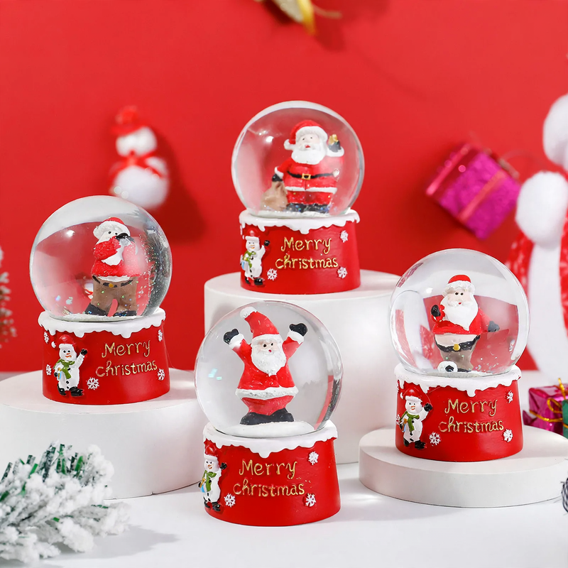 Weihnachtliche Schneekugel mit Beleuchtung und Glitzereffekt