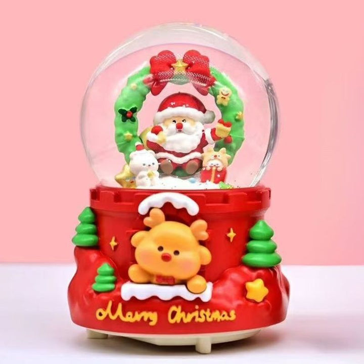 Weihnachts-Spieluhr mit Glaskugel und Schneeeffekt