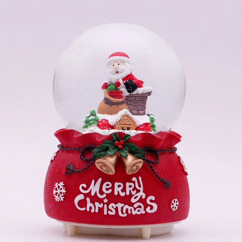 Weihnachts-Spieluhr mit Glaskugel und Schneeeffekt
