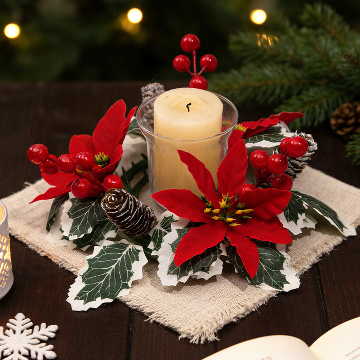 Dekorativer Weihnachtskranz für Kerzen und Flaschen
