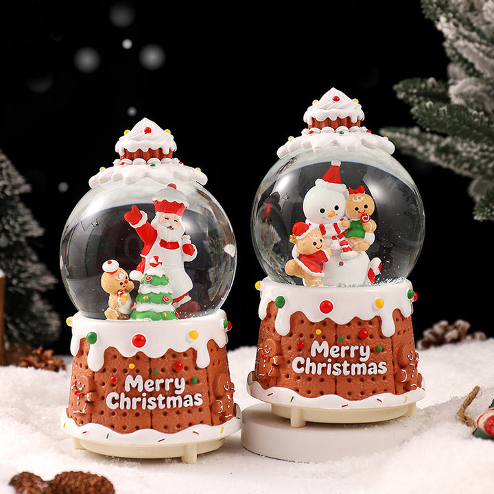 Weihnachtliche Schneekugel mit Musik und Licht