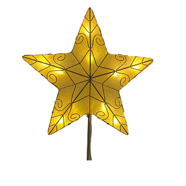 Goldene 3D-Weihnachtsbaumspitze, Stern-Design, Metall