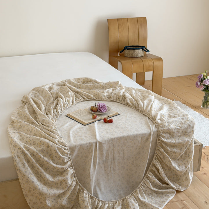 Spannbettlaken aus Baumwoll-Gaze, florales Design