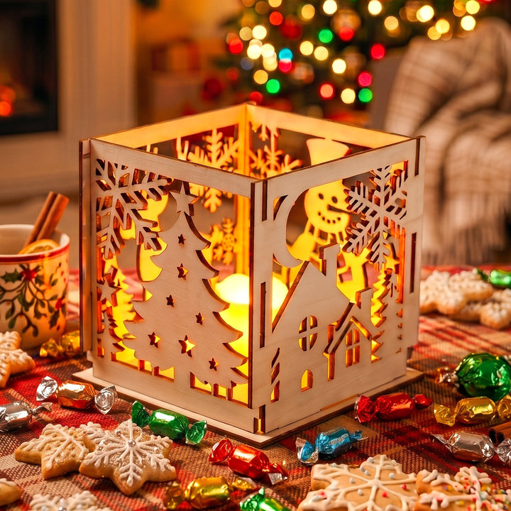 Weihnachtliche Holz-Lampenschirm-Dekoration