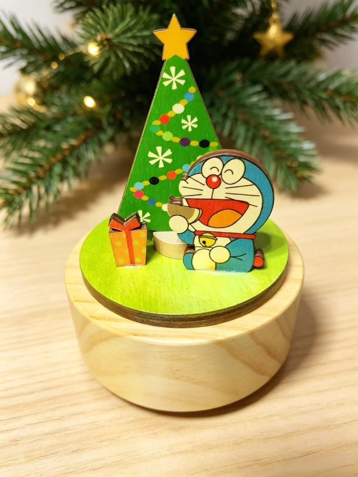 Weihnachtliche Holz-Spieluhr mit Weihnachtsmann