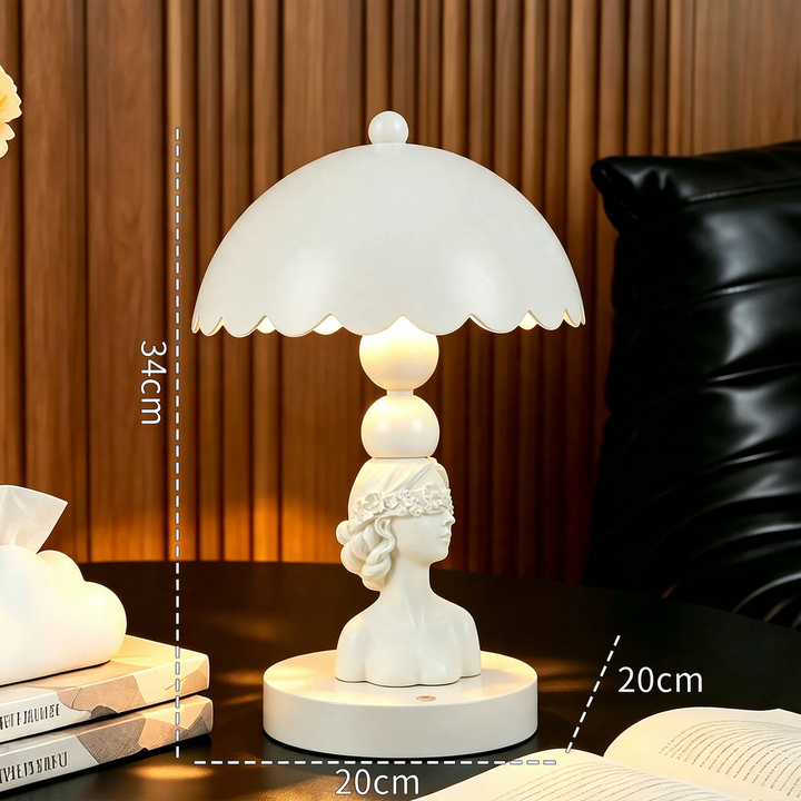Moderne Kunstlampe mit Augenmotiv und Farbwechsel