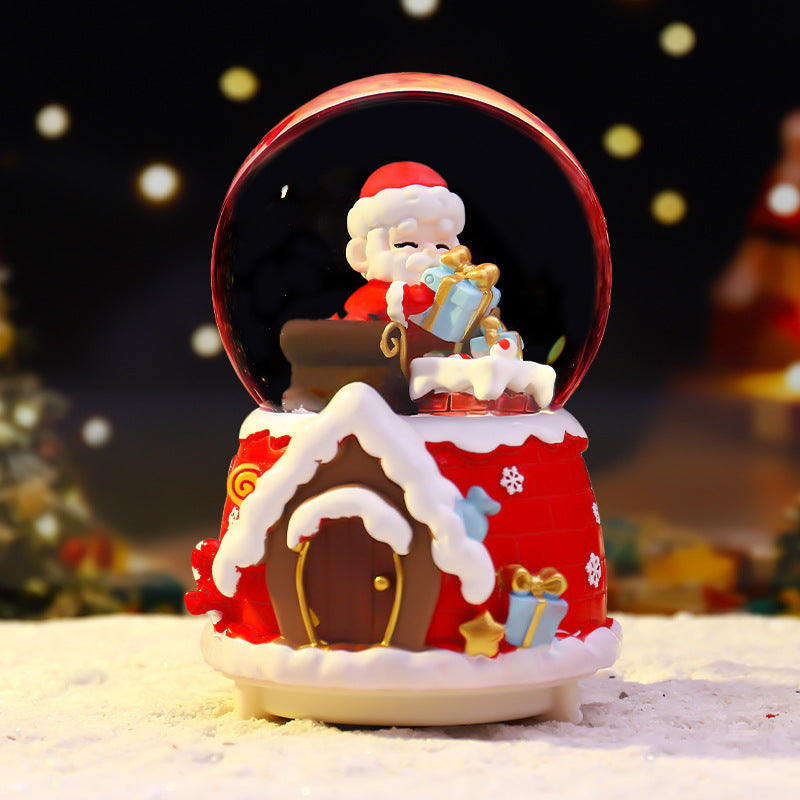 Weihnachtliche Schneekugel mit Beleuchtung und Musik