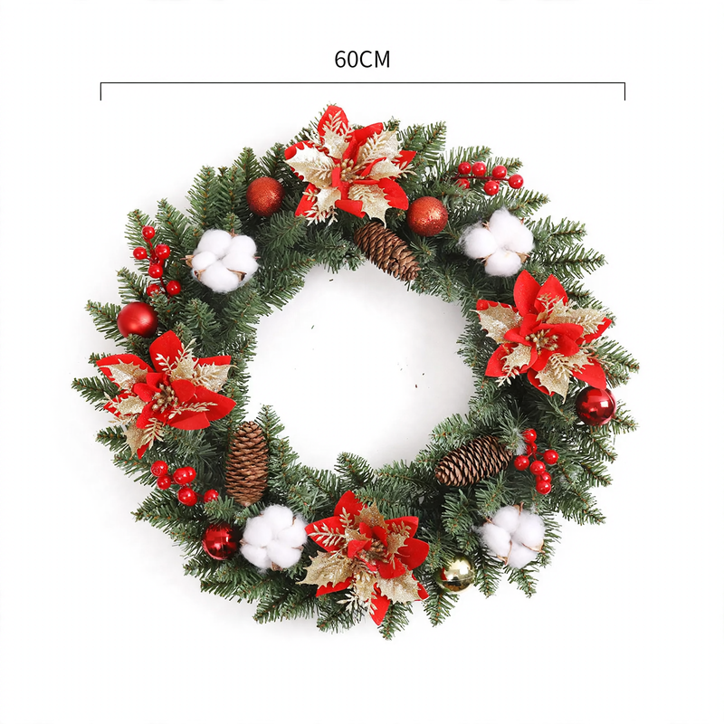 Weihnachtskranz mit Kugeln und Blumen, verschiedene Größen