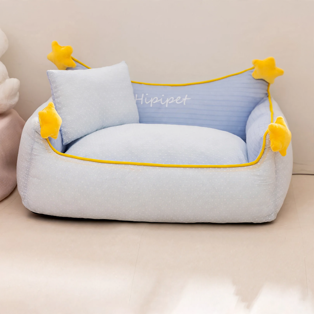 L-förmiges Haustier-Bett mit Nackenstütze, wasserfest