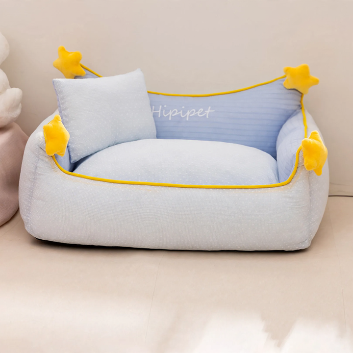 L-förmiges Haustier-Bett mit Nackenstütze, wasserfest
